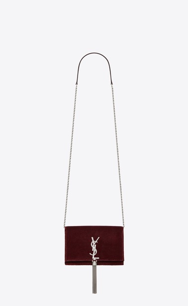 kate chain wallet with tassel in velours and crystals